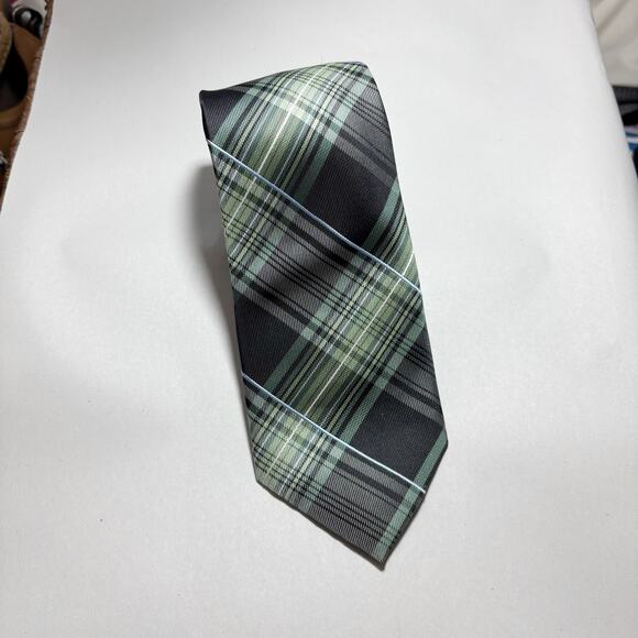 Alexander Julian Colours Silk Tie GreenBlack Stripe Classic Elegant Necktie - Picture 1 of 2
